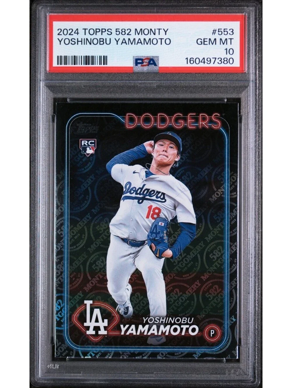 2024 Topps 582 Montgomery  Foil #553 Yoshinobu Yamamoto Rookie (RC) PSA 10
